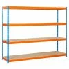 BAUHAUS Simonrack Simonforte Metall-Schwerlastregal L X B X H: 90 X 180 X 200 Cm, Traglast: 600 Kg/Boden, Anzahl Böden: 4, Blau/Orange
