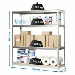 BAUHAUS Simonrack Simonforte Metall-Schwerlastregal L X B X H: 90 X 150 X 200 Cm, Traglast: 600 Kg/Boden, Anzahl Böden: 4, Silber 7 BAUHAUS Simonrack Simonforte Metall-Schwerlastregal L X B X H: 90 X 150 X 200 Cm, Traglast: 600 Kg/Boden, Anzahl Böden: 4, Silber -Werkstatteinrichtung store 12 392