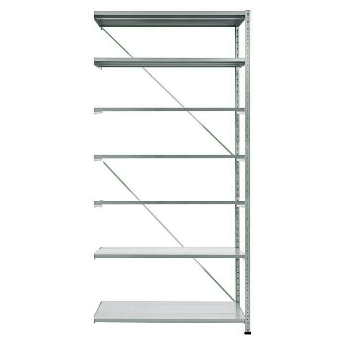 BAUHAUS Scholz Metall-Lagerregal Anbauelement Länge: 500 Mm, Breite: 1.210 Mm, Höhe: 3.000 Mm, Traglast: 150 Kg/Boden, Anzahl Böden: 7 Stk. 1 BAUHAUS Scholz Metall-Lagerregal Anbauelement Länge: 500 Mm, Breite: 1.210 Mm, Höhe: 3.000 Mm, Traglast: 150 Kg/Boden, Anzahl Böden: 7 Stk.