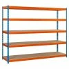 BAUHAUS Simonrack Ecoforte Metall-Schwerlastregal L X B X H: 45 X 180 X 200 Cm, Traglast: 400 Kg/Boden, Anzahl Böden: 5 Stk., Stecken, Blau/Orange