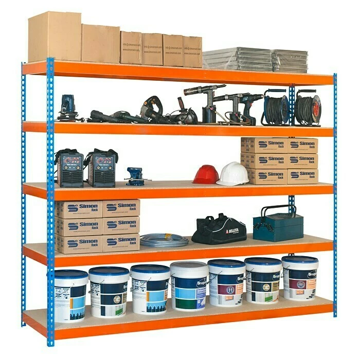 BAUHAUS Simonrack Ecoforte Metall-Schwerlastregal L X B X H: 45 X 180 X 200 Cm, Traglast: 400 Kg/Boden, Anzahl Böden: 5 Stk., Stecken, Blau/Orange 2 BAUHAUS Simonrack Ecoforte Metall-Schwerlastregal L X B X H: 45 X 180 X 200 Cm, Traglast: 400 Kg/Boden, Anzahl Böden: 5 Stk., Stecken, Blau/Orange – Bild 2