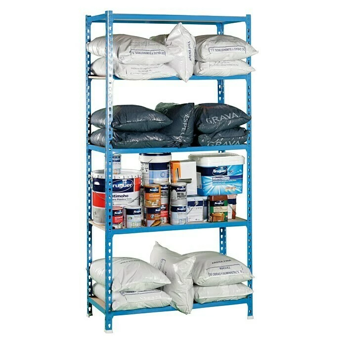 BAUHAUS Simonrack Maderclick Metallregal Plus L X B X H: 40 X 100 X 200 Cm, Traglast: 150 Kg/Boden, Anzahl Böden: 5, Stecken, Blau 2 BAUHAUS Simonrack Maderclick Metallregal Plus L X B X H: 40 X 100 X 200 Cm, Traglast: 150 Kg/Boden, Anzahl Böden: 5, Stecken, Blau – Bild 2