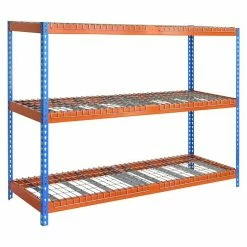 BAUHAUS Simonrack Ecoforte Metall-Schwerlastregal Rex L X B X H: 60 X 180 X 200 Cm, Traglast: 400 Kg/Boden, Anzahl Böden: 3 Stk., Stecken, Blau/Orange