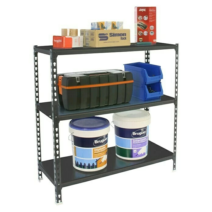 BAUHAUS Simonrack Simonclick Metallregal Mini L X B X H: 50 X 80 X 90 Cm, Traglast: 180 Kg/Boden, Anzahl Böden: 3 Stk., Stecken, Anthrazit 2 BAUHAUS Simonrack Simonclick Metallregal Mini L X B X H: 50 X 80 X 90 Cm, Traglast: 180 Kg/Boden, Anzahl Böden: 3 Stk., Stecken, Anthrazit – Bild 2