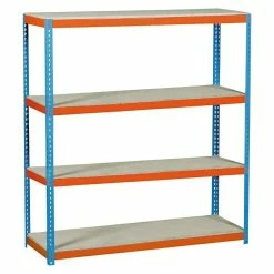 BAUHAUS Simonrack Simonforte Metall-Schwerlastregal L X B X H: 60 X 240 X 200 Cm, Traglast: 400 Kg/Boden, Anzahl Böden: 4, Blau/Orange