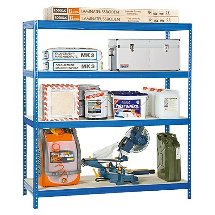 BAUHAUS Regalux Metall-Schwerlastregal XXL L X B X H: 60 X 160 X 185 Cm, Traglast: 350 Kg/Boden, Anzahl Böden: 4 Stk., Stecken, Blau 5 BAUHAUS Regalux Metall-Schwerlastregal XXL L X B X H: 60 X 160 X 185 Cm, Traglast: 350 Kg/Boden, Anzahl Böden: 4 Stk., Stecken, Blau – Bild 5