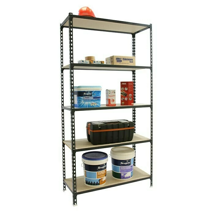 BAUHAUS Simonrack Maderclick Metallregal Plus L X B X H: 30 X 100 X 200 Cm, Traglast: 150 Kg/Boden, Anzahl Böden: 5, Stecken, Anthrazitgrau 2 BAUHAUS Simonrack Maderclick Metallregal Plus L X B X H: 30 X 100 X 200 Cm, Traglast: 150 Kg/Boden, Anzahl Böden: 5, Stecken, Anthrazitgrau – Bild 2