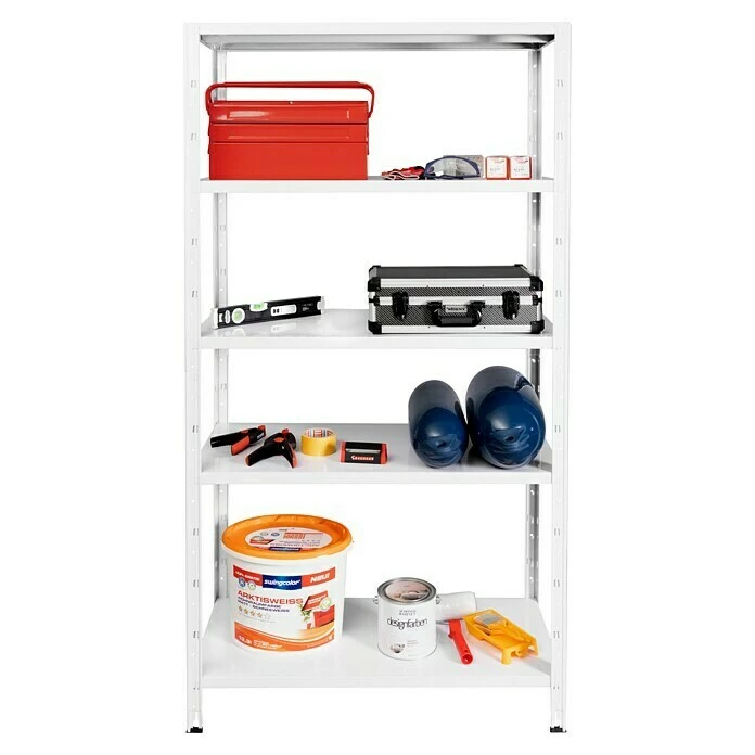 BAUHAUS Regalux Metallregal L X B X H: 45 X 100 X 188 Cm, Traglast: 65 Kg/Boden, Weiß 3 BAUHAUS Regalux Metallregal L X B X H: 45 X 100 X 188 Cm, Traglast: 65 Kg/Boden, Weiß – Bild 3