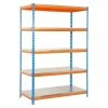BAUHAUS Simonrack Bricoforte Metall-Schwerlastregal L X B X H: 45 X 120 X 200 Cm, Traglast: 300 Kg/Boden, Anzahl Böden: 5, Blau/Orange, Material Boden: Metall
