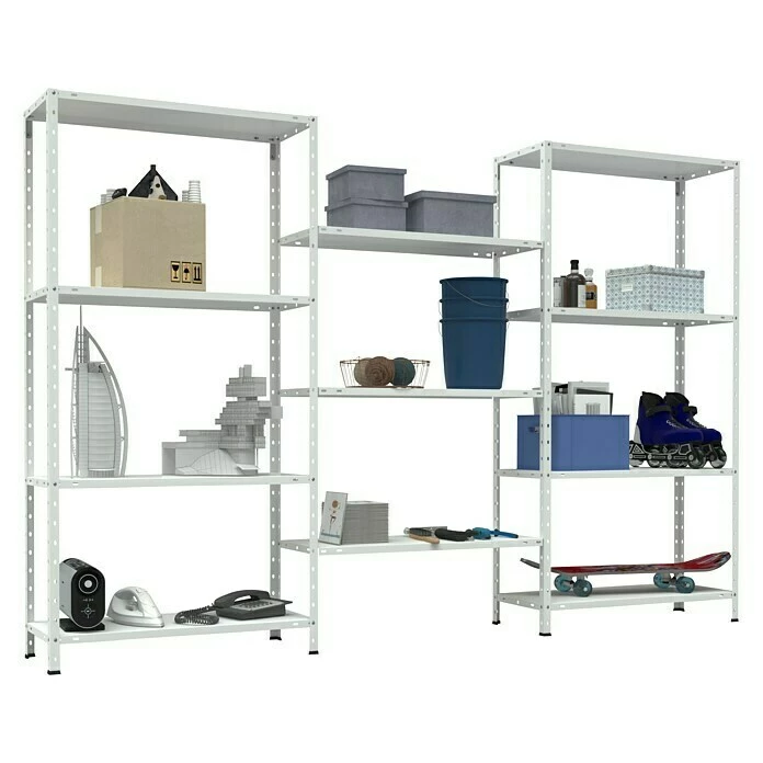 BAUHAUS TKT Metallregal L X B X H: 30 X 225 X 150 Cm, Traglast: 30 Kg/Boden, Anzahl Böden: 11 Stk., Schrauben, Weiß 2 BAUHAUS TKT Metallregal L X B X H: 30 X 225 X 150 Cm, Traglast: 30 Kg/Boden, Anzahl Böden: 11 Stk., Schrauben, Weiß – Bild 2