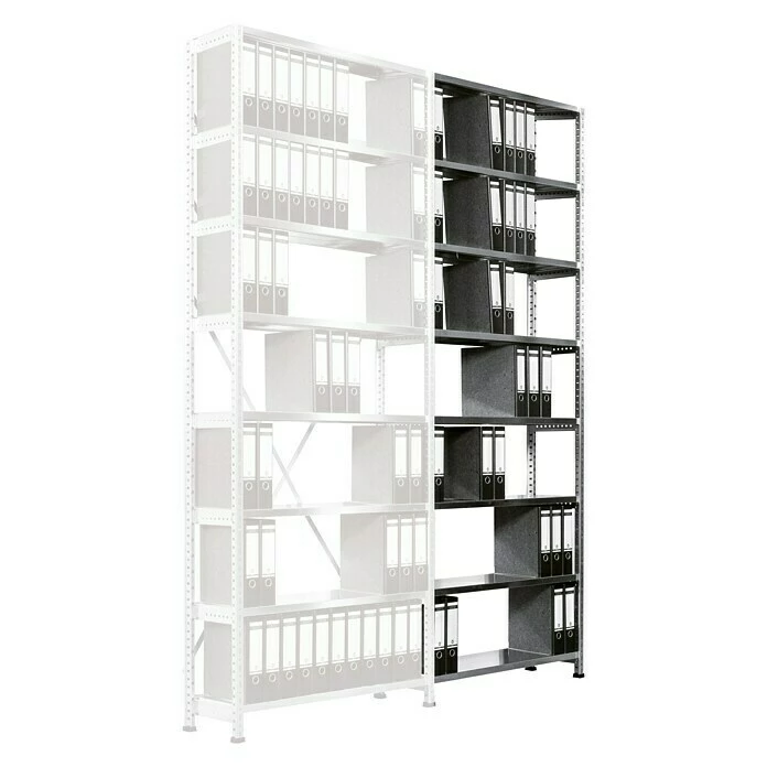 BAUHAUS Scholz Aktenregal Anbauelement Länge: 1.210 Mm, Breite: 300 Mm, Höhe: 2.640 Mm, Traglast: 60 Kg/Boden, Anzahl Böden: 8 Stk. 2 BAUHAUS Scholz Aktenregal Anbauelement Länge: 1.210 Mm, Breite: 300 Mm, Höhe: 2.640 Mm, Traglast: 60 Kg/Boden, Anzahl Böden: 8 Stk. – Bild 2