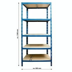 BAUHAUS Regalux Metall-Schwerlastregal M L X B X H: 50 X 60 X 180 Cm, Traglast: 290 Kg/Boden, Anzahl Böden: 5 Stk., Stecken, Blau -Werkstatteinrichtung store 12 811