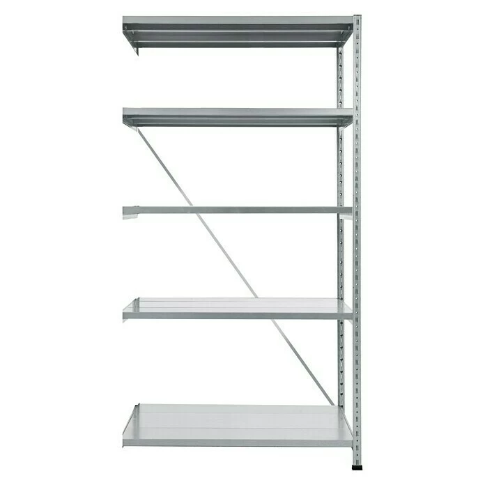 BAUHAUS Scholz Metall-Lagerregal Anbauelement Länge: 700 Mm, Breite: 810 Mm, Höhe: 1.920 Mm, Traglast: 330 Kg/Boden, Anzahl Böden: 5 Stk. 1 BAUHAUS Scholz Metall-Lagerregal Anbauelement Länge: 700 Mm, Breite: 810 Mm, Höhe: 1.920 Mm, Traglast: 330 Kg/Boden, Anzahl Böden: 5 Stk.