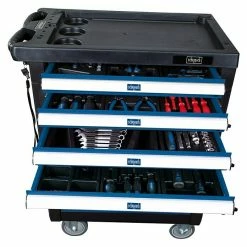 BAUHAUS Scheppach Werkstattwagen TW 1000 L X B X H: 77 X 46 X 97 Cm, Stahl, Blau, 263 -tlg. -Werkstatteinrichtung store 12 831