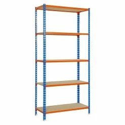 BAUHAUS Simonrack Maderclick Metallregal Plus L X B X H: 50 X 100 X 200 Cm, Traglast: 150 Kg/Boden, Anzahl Böden: 5, Stecken, Blau/Orange