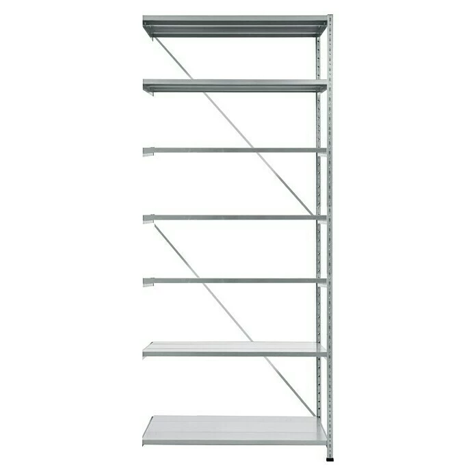 BAUHAUS Scholz Metall-Lagerregal Anbauelement Länge: 200 Mm, Breite: 1.010 Mm, Höhe: 2.640 Mm, Traglast: 70 Kg/Boden, Anzahl Böden: 7 Stk. 1 BAUHAUS Scholz Metall-Lagerregal Anbauelement Länge: 200 Mm, Breite: 1.010 Mm, Höhe: 2.640 Mm, Traglast: 70 Kg/Boden, Anzahl Böden: 7 Stk.