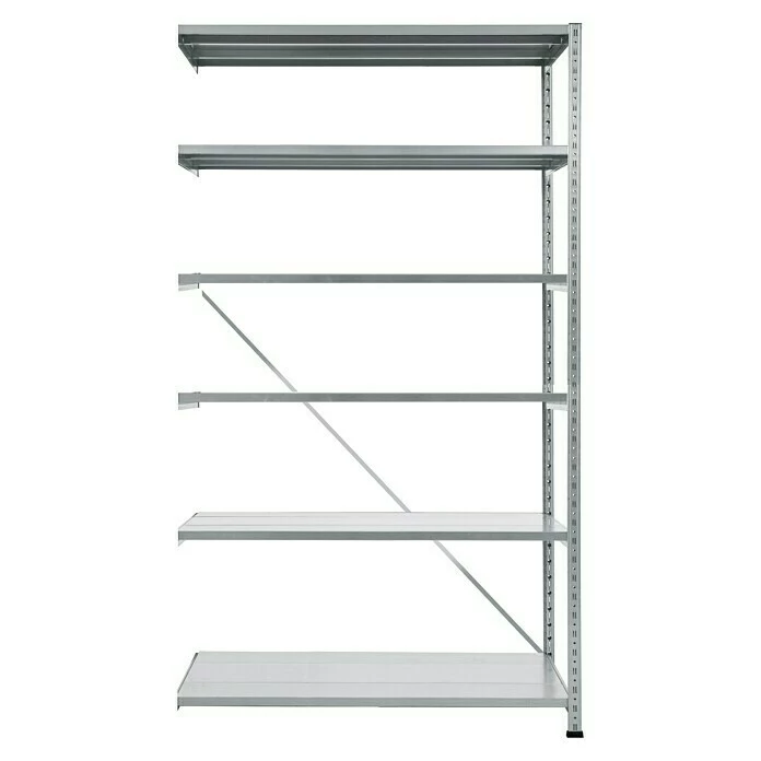 BAUHAUS Scholz Metall-Lagerregal Anbauelement Länge: 700 Mm, Breite: 1.210 Mm, Höhe: 2.280 Mm, Traglast: 210 Kg/Boden, Anzahl Böden: 6 Stk. 1 BAUHAUS Scholz Metall-Lagerregal Anbauelement Länge: 700 Mm, Breite: 1.210 Mm, Höhe: 2.280 Mm, Traglast: 210 Kg/Boden, Anzahl Böden: 6 Stk.