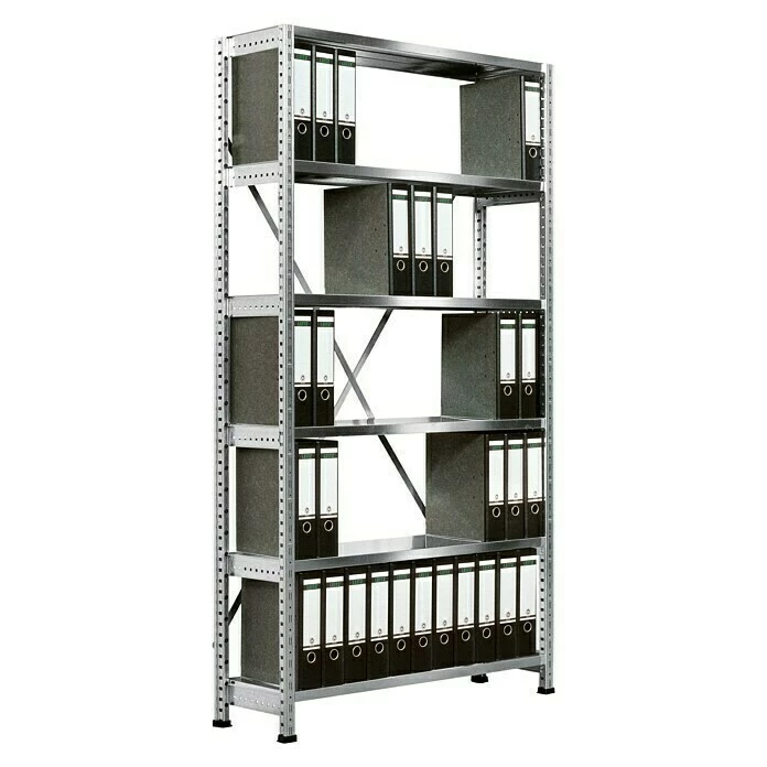 BAUHAUS Scholz Aktenregal Grundelement Länge: 850 Mm, Breite: 300 Mm, Höhe: 1.920 Mm, Traglast: 100 Kg/Boden, Anzahl Böden: 6 Stk. 1 BAUHAUS Scholz Aktenregal Grundelement Länge: 850 Mm, Breite: 300 Mm, Höhe: 1.920 Mm, Traglast: 100 Kg/Boden, Anzahl Böden: 6 Stk.