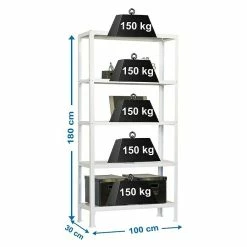 BAUHAUS Simonrack Homeclick Metallregal Plus L X B X H: 30 X 100 X 180 Cm, Traglast: 150 Kg/Boden, Anzahl Böden: 5 Stk., Stecken, Weiß 7 BAUHAUS Simonrack Homeclick Metallregal Plus L X B X H: 30 X 100 X 180 Cm, Traglast: 150 Kg/Boden, Anzahl Böden: 5 Stk., Stecken, Weiß -Werkstatteinrichtung store 12 903