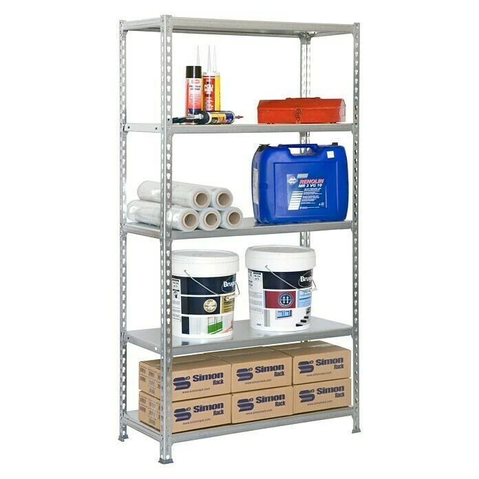 BAUHAUS Simonrack Simonclick Metallregal Plus L X B X H: 50 X 100 X 200 Cm, Traglast: 180 Kg/Boden, Anzahl Böden: 5 Stk., Stecken, Grau 2 BAUHAUS Simonrack Simonclick Metallregal Plus L X B X H: 50 X 100 X 200 Cm, Traglast: 180 Kg/Boden, Anzahl Böden: 5 Stk., Stecken, Grau – Bild 2