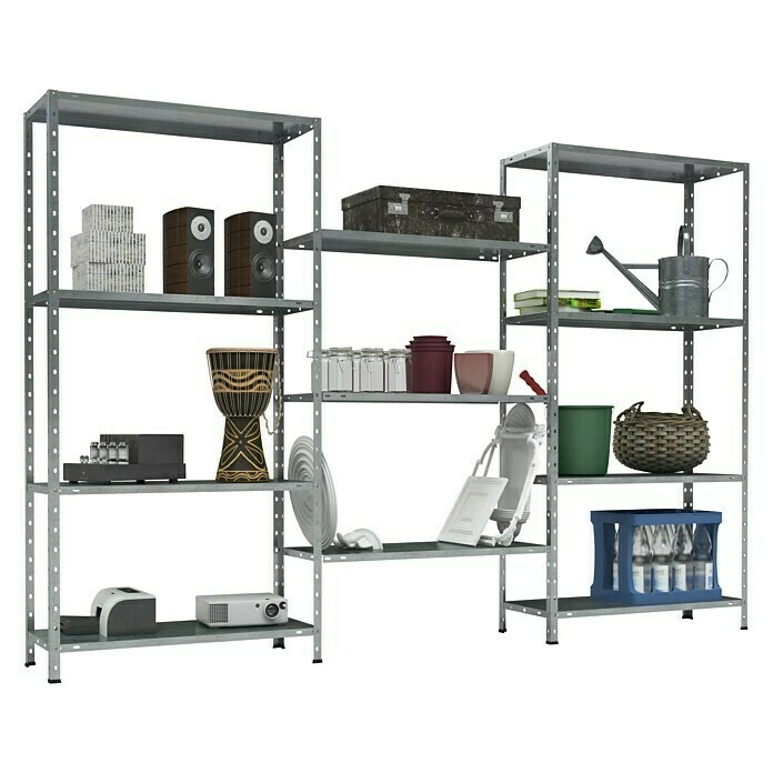 BAUHAUS TKT Metallregal L X B X H: 30 X 225 X 150 Cm, Traglast: 30 Kg/Boden, Anzahl Böden: 11 Stk., Schrauben, Silber 2 BAUHAUS TKT Metallregal L X B X H: 30 X 225 X 150 Cm, Traglast: 30 Kg/Boden, Anzahl Böden: 11 Stk., Schrauben, Silber – Bild 2