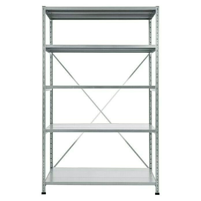 BAUHAUS Scholz Metall-Lagerregal Grundelement Länge: 500 Mm, Breite: 1.050 Mm, Höhe: 1.920 Mm, Traglast: 170 Kg/Boden, Anzahl Böden: 5 Stk. 1 BAUHAUS Scholz Metall-Lagerregal Grundelement Länge: 500 Mm, Breite: 1.050 Mm, Höhe: 1.920 Mm, Traglast: 170 Kg/Boden, Anzahl Böden: 5 Stk.