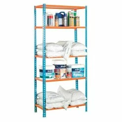 BAUHAUS Simonrack Maderclick Metallregal Super Plus L X B X H: 40 X 110 X 200 Cm, Traglast: 150 Kg/Boden, Anzahl Böden: 5, Stecken, Blau/Orange -Werkstatteinrichtung store 12 98