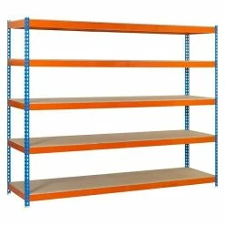 BAUHAUS Simonrack Simonforte Metall-Schwerlastregal L X B X H: 45 X 120 X 300 Cm, Traglast: 600 Kg/Boden, Anzahl Böden: 5, Blau/Orange