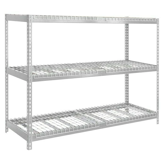BAUHAUS Simonrack Ecoforte Metall-Schwerlastregal Rex L X B X H: 60 X 180 X 200 Cm, Traglast: 400 Kg/Boden, Anzahl Böden: 3 Stk., Stecken, Silber 1 BAUHAUS Simonrack Ecoforte Metall-Schwerlastregal Rex L X B X H: 60 X 180 X 200 Cm, Traglast: 400 Kg/Boden, Anzahl Böden: 3 Stk., Stecken, Silber
