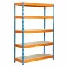 BAUHAUS Simonrack Bricoforte Metall-Schwerlastregal L X B X H: 60 X 100 X 200 Cm, Traglast: 300 Kg/Boden, Anzahl Böden: 5, Blau/Orange, Material Boden: Holz